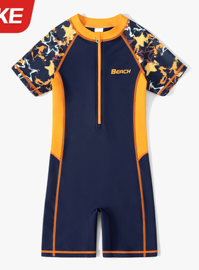 儿童泳衣男童夏季2026新款连体防晒游泳衣男孩宝宝专业训练泳装备