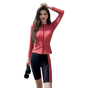 泳衣女款保守分体2025新款高级感泡温泉长袖长裤防晒游泳馆专用装