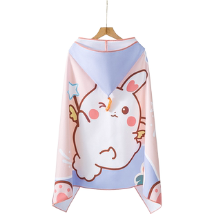 儿童速干浴巾游泳吸水斗篷浴袍可穿式男女童专用便携沙滩带扣可裹