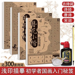 近300首诗词 成人儿童零基础新手书法学习描摹毛笔字帖 古诗词诗经 簪花小楷 宋词唐诗 古诗词小楷书法入门 毛笔临摹字帖 浅印慢描