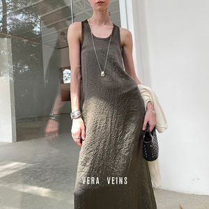 抓皱醋酸U字背心裙/麻感无领廓型西装外套简约百搭女