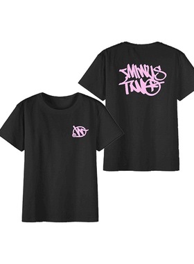 minus two cargo印花星球夏款潮流短T恤男女宽松圆领宽松半袖上衣