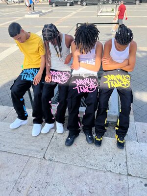 minustwo cargos多色字母印花工装裤宽松直筒阔腿休闲长裤子男女