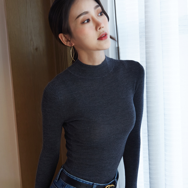 100%超细精纺纯羊毛针织打底衫女