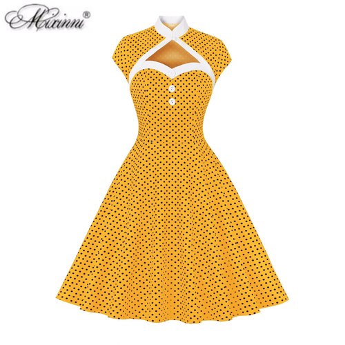 梦露性感怀旧港风复古年代感短袖波点显瘦女装派对表演大摆连衣裙