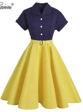 法式赫本风小众港风复古大码胖mm显瘦收腰中长气质大摆连衣裙女夏