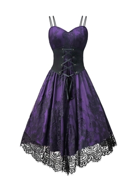 法式气质复古赫本女神蕾丝吊带性感显瘦港风收腰度假大摆连衣裙