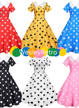 赫本气质小众复古港风80年代少女感波点舞蹈服表演派对大摆连衣裙