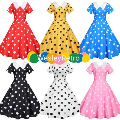 港风复古波点少女感大摆裙