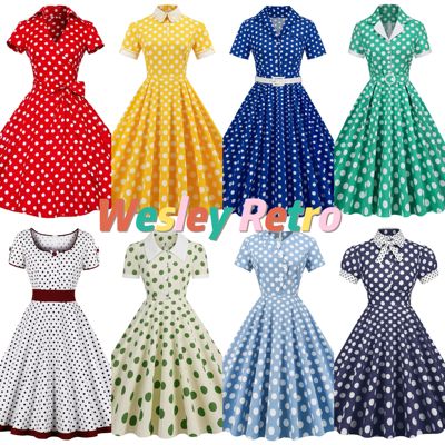 港风复古小众波点表演大摆裙