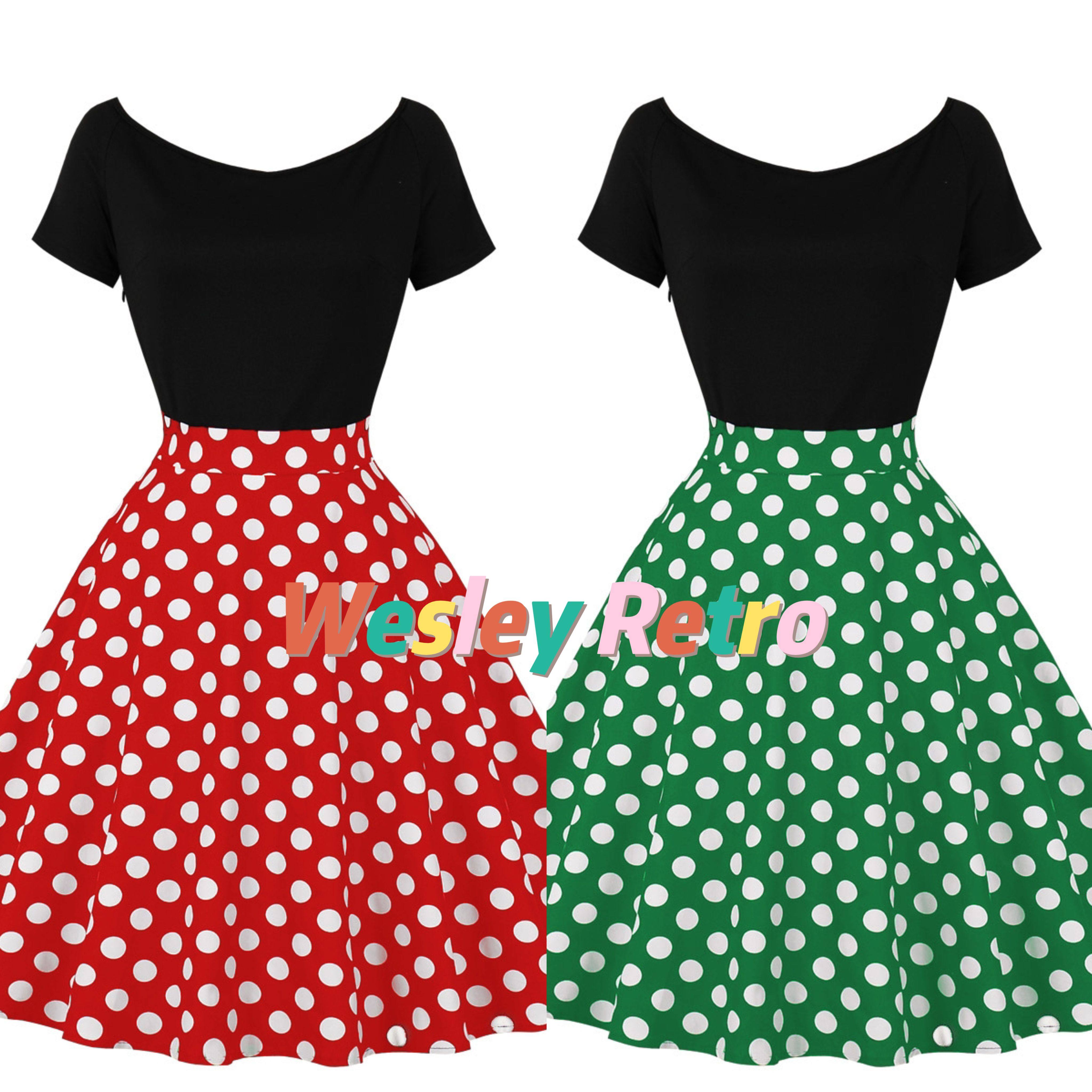 港风复古气质波点显瘦法式年代感短袖女装舞蹈表演大摆中长连衣裙