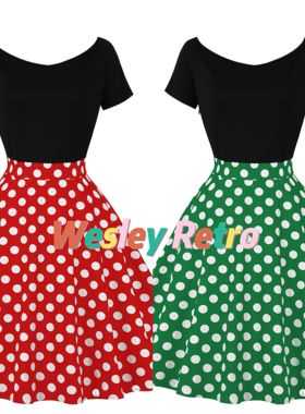 港风复古气质波点显瘦法式年代感短袖女装舞蹈表演大摆中长连衣裙