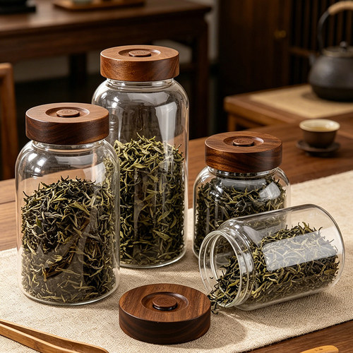 真空茶叶罐玻璃茶罐空罐密封储存罐盒空盒存茶收纳小号防潮密封罐