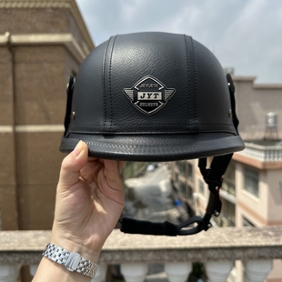 3C认证复古摩托车头盔夏季哈雷半盔电动自行车男女通用机车皮盔潮