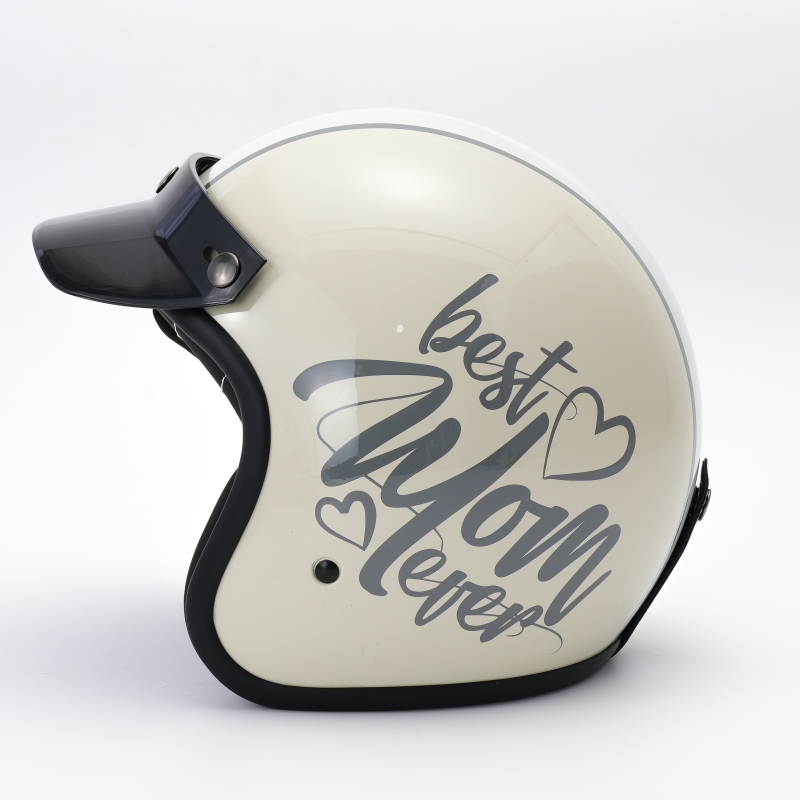 复古贴花男女通用四分之三头盔