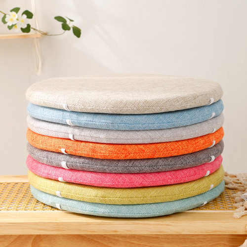 亚麻拆洗款圆形薄坐垫