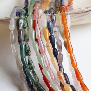 天然玛瑙水晶玉石6 16mm直孔水滴散珠串手串项链耳饰diy隔珠散珠