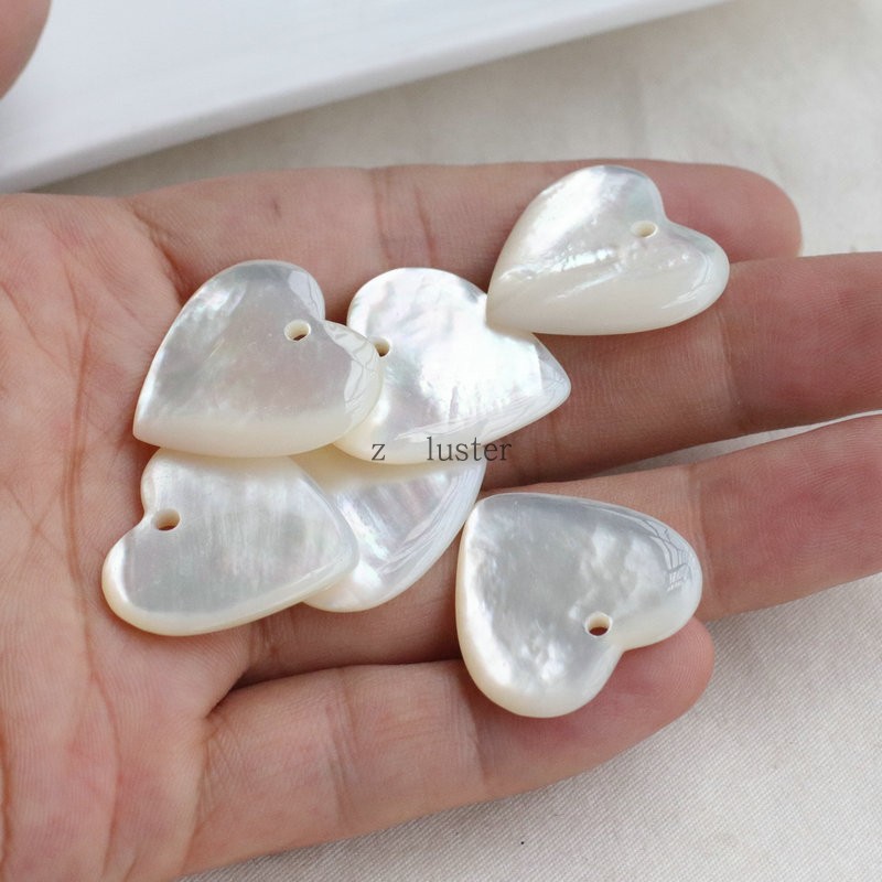 天然白蝶贝桃心吊坠手工饰品配件