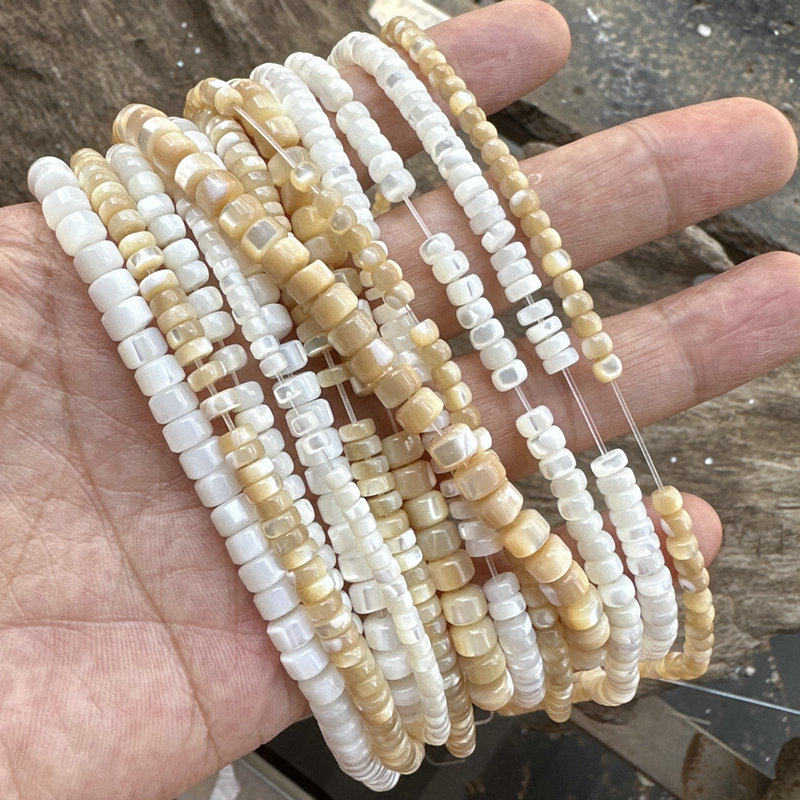 天然马蹄螺算盘珠隔片散珠串条