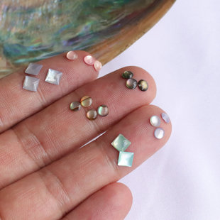 4mm白蝶贝鲍鱼纸滴油圆片戒面美甲贴片指甲亮片diy饰品耳钉配件A