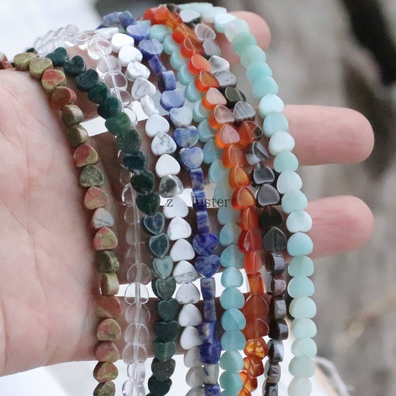 散珠平面桃心串条白松蓝纹石diy