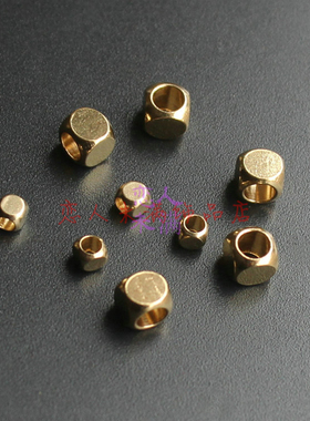 DIY饰品金属配件 黄铜原坯2.5-4mm圆角方隔珠切面球 黄铜毛坯材料