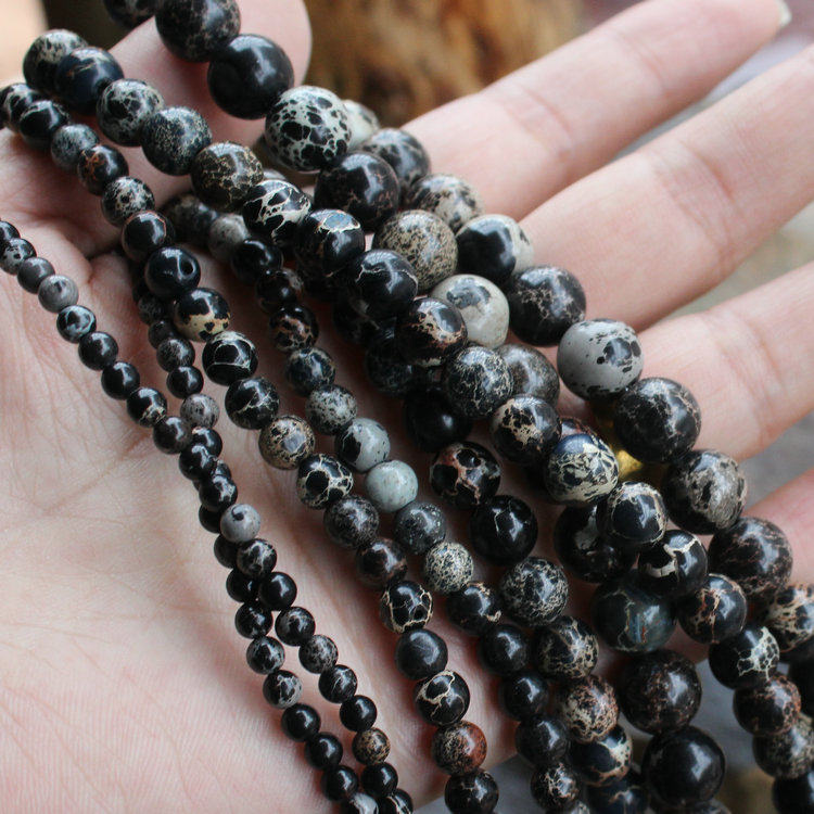 天然帝皇石帝王石4-6-8-10mm圆珠 diy饰品配件半成品散珠子