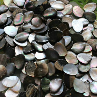 天然黑蝶贝10*13mm无孔鼓面三角圆角戒面贴片发簪头饰diy饰品配件