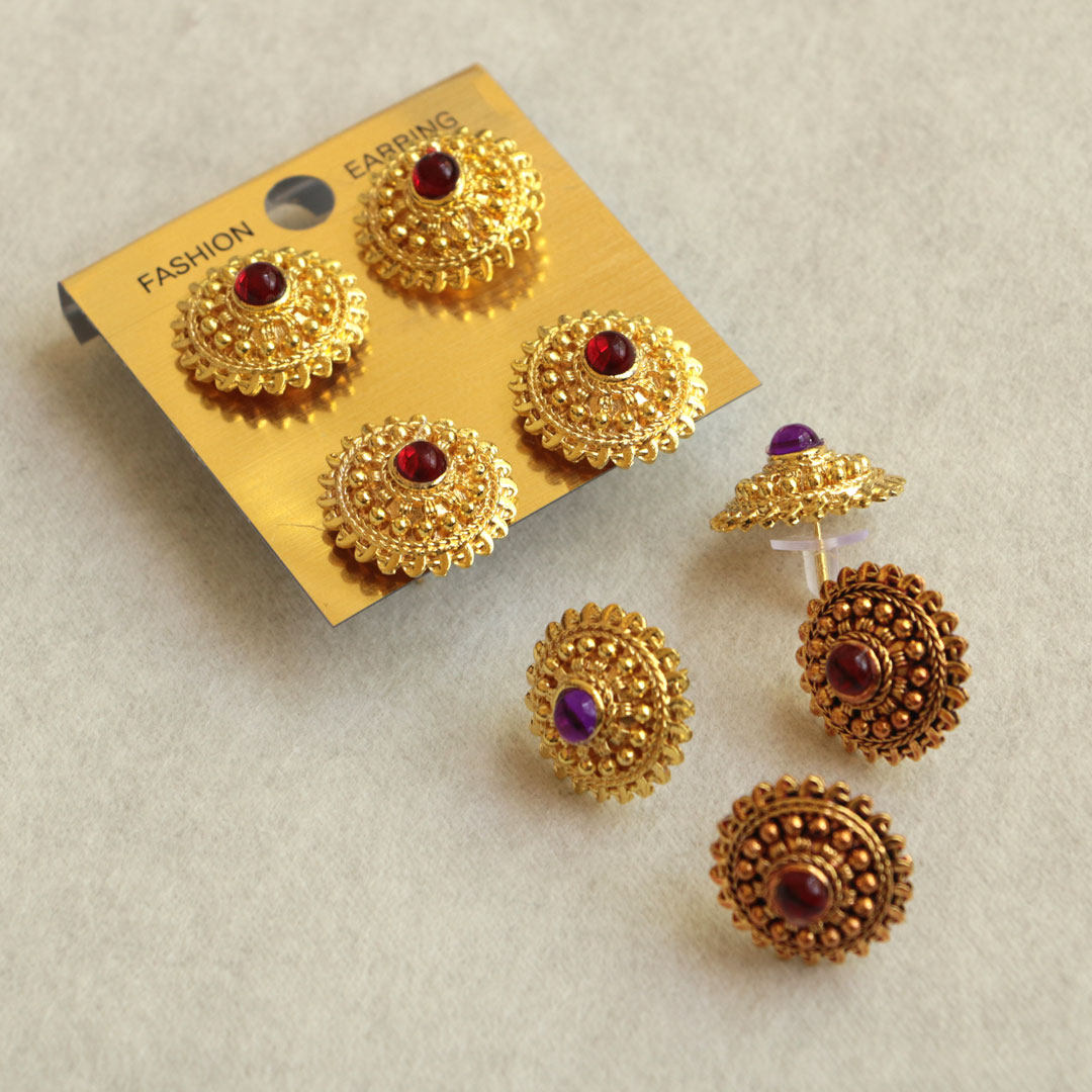 云南西双版纳傣族泰式泼水节耳钉泰国耳饰耳环名族风酱色红宝石