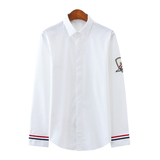 男士休闲弹力时尚休闲高品质肩章白衬衫两色228-1011-P40，男装衬衫，星座228