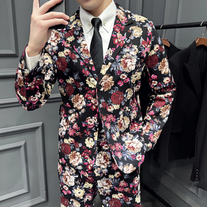 男士潮精棉弹力活性印花西服西装228-1151西服P70。1152裤子P50图片