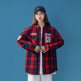 男女情侣装流潮牌数字格子长袖衬衫衬衣228-CS66-P45，男装衬衫，星座228