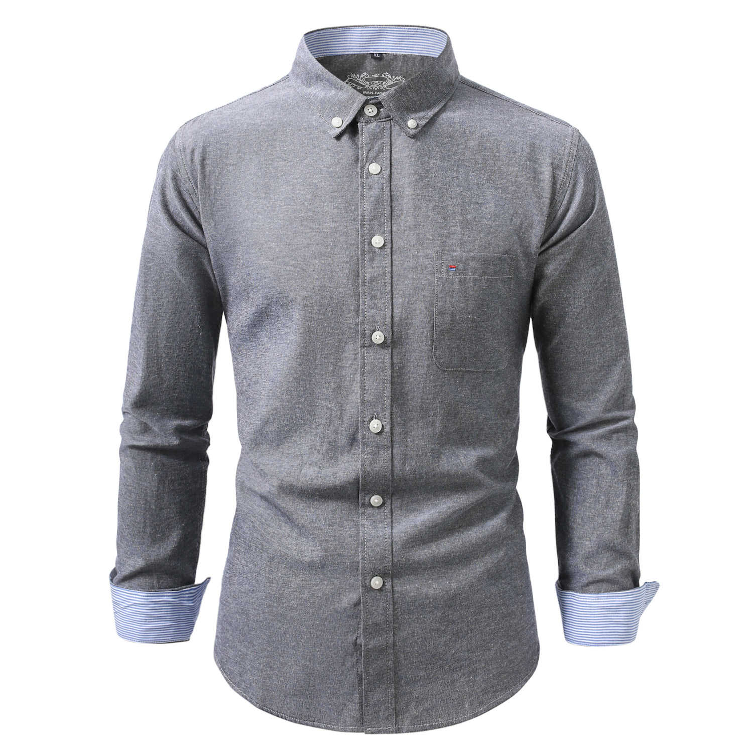 男士休闲春秋印花领口纯色长袖衬衫228-CS55-P20，男装衬衫，星座228