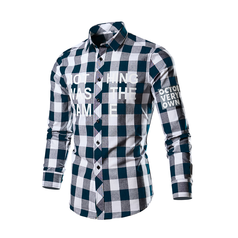 男士潮休闲多色潮格子衬衫长袖衬衫衬衣228-CS71-P15，男装衬衫，星座228