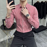 男士休闲时尚潮格子高品质衬衣衬衫228-1059-P50，男装衬衫，星座228