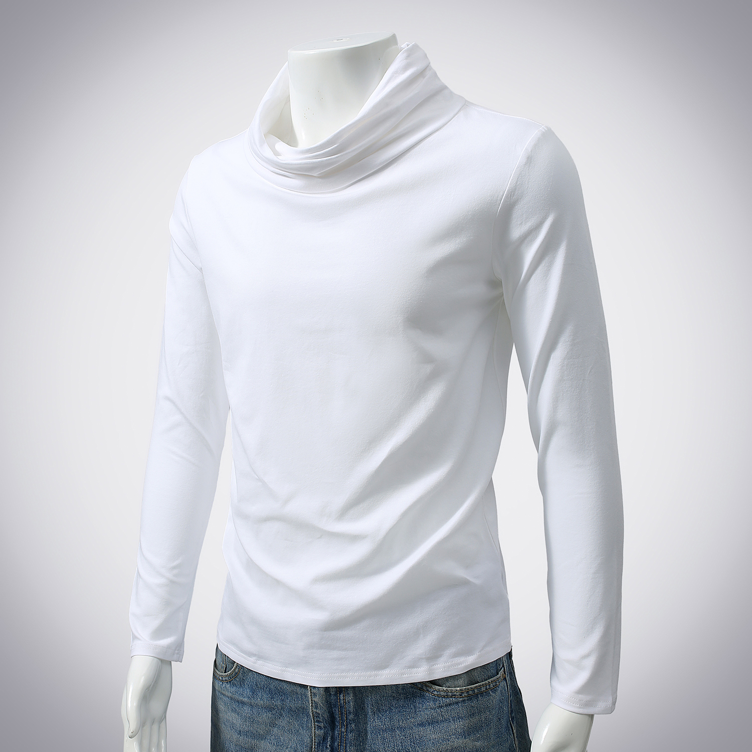 新增酒红咖啡和4.5XL男士休闲堆堆领长袖T恤打底衫228-1108-P27，男装T恤，星座228