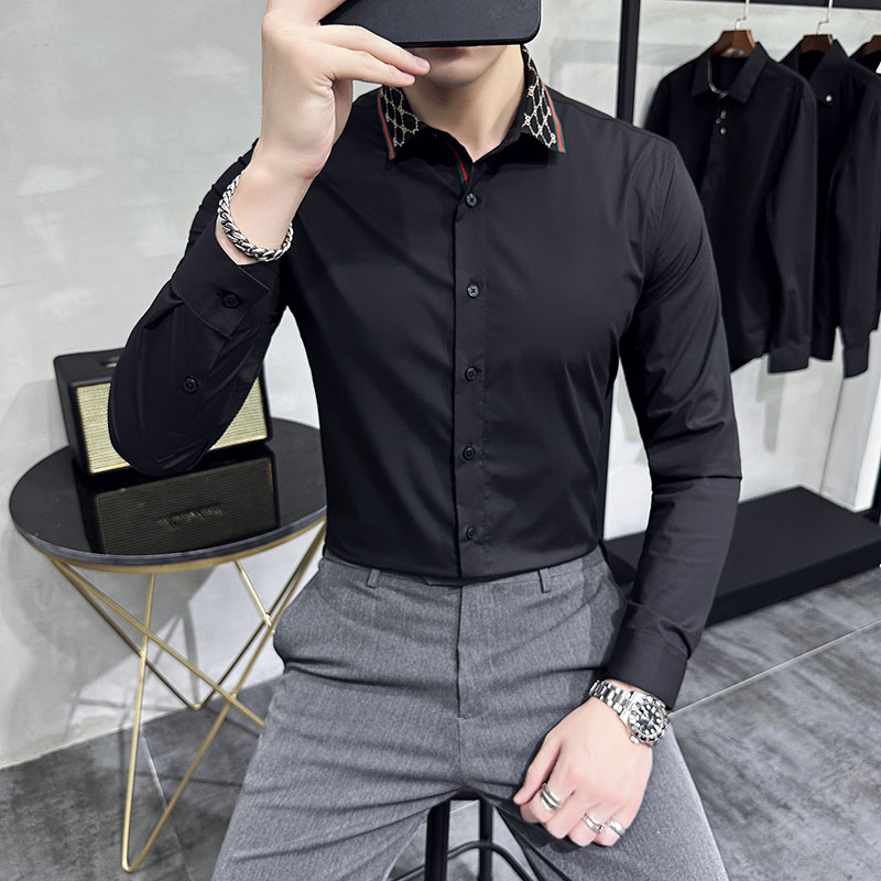 男士休闲潮时尚弹力衬衫衬衣228-1061-P45图片
