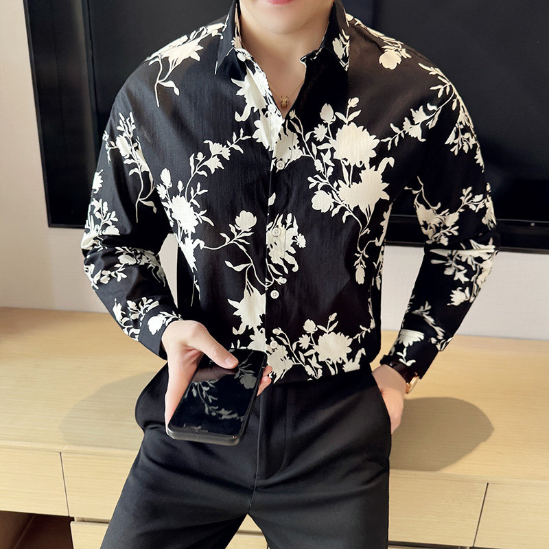 男士休闲时尚多色花衬衫长袖衬衣228-1049-P35,男装衬衫,星座228