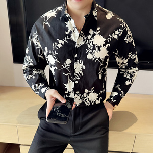 男士休闲时尚多色花衬衫长袖衬衣228-1049-P35图片