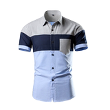男士休闲拼接时尚短袖衬衫衬衣228-CS49-P35，男装衬衫，星座228
