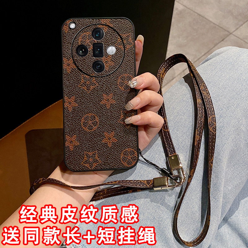 louiedennis适用 oppo findx8手机壳 findx7 ultra皮质 findx6挂绳s+外壳findx5保护套x2男女款 pro硅胶皮革