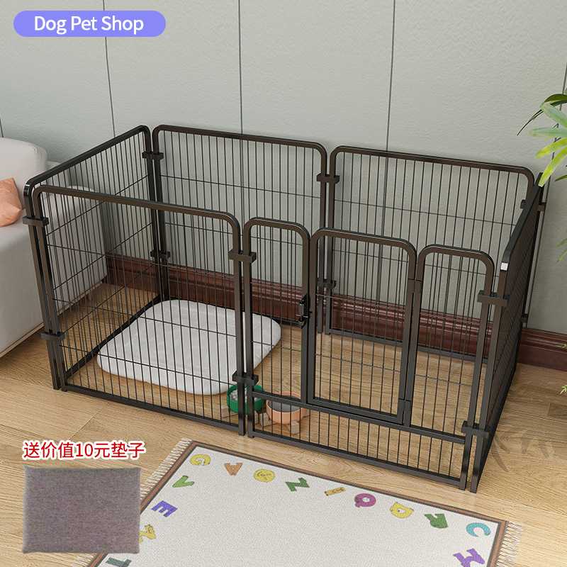 黑色加粗方管狗围栏室内宠物栅栏带门中小型犬防越狱家用隔离围栏