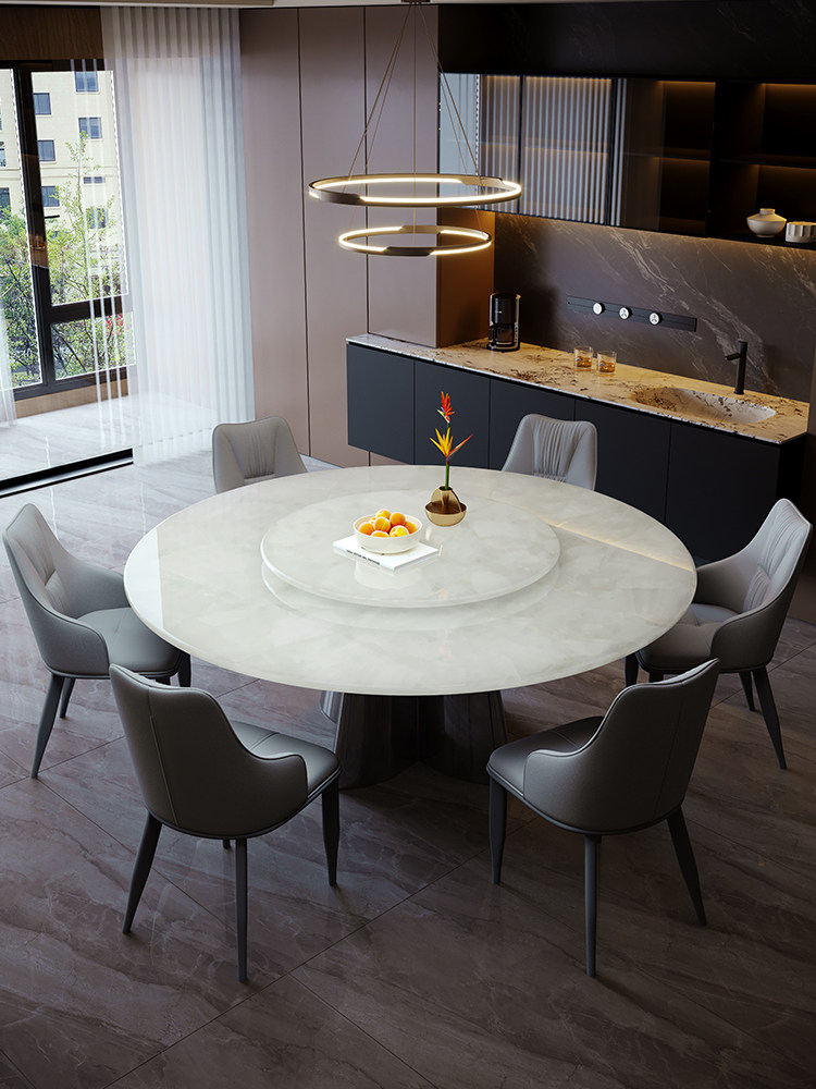 Mean白色冰玉天然豪华石餐桌与转盘水晶大理石餐桌和椅子组合意大,住宅家具,大理石餐桌,淘宝优惠券,粉丝福利购,淘宝优惠卷