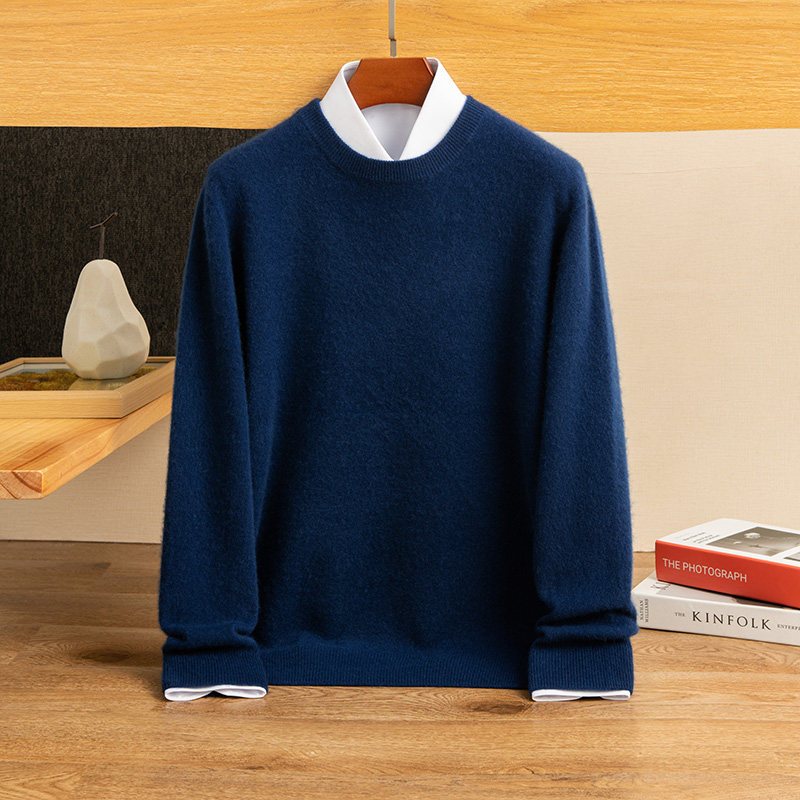 2025秋冬新款男圆领100纯山羊绒衫宽松商务休闲打底纯色毛衣内搭,男装,羊绒套衫,淘宝优惠券,粉丝福利购,淘宝优惠卷