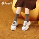Pansy盼喜日本女鞋免系带厚底超轻舒适休闲运动鞋2025秋季新款