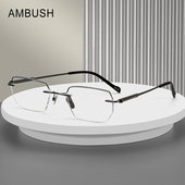 ambush超轻纯钛无框眼镜近视眼镜框男律师无边框1.67近视镜商务