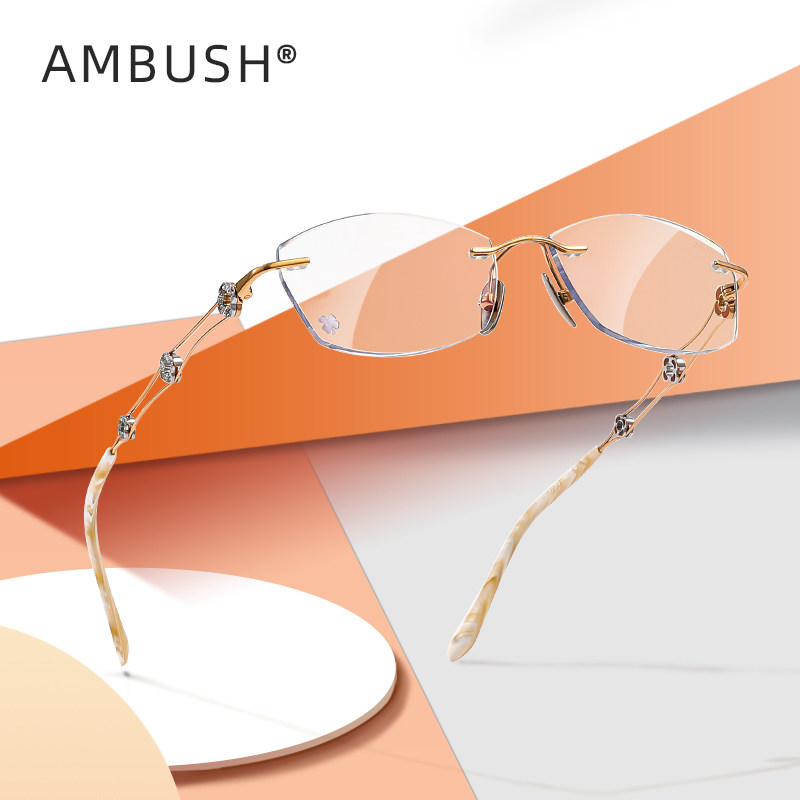 AMBUSH女士时尚纯钛无框钻石切边