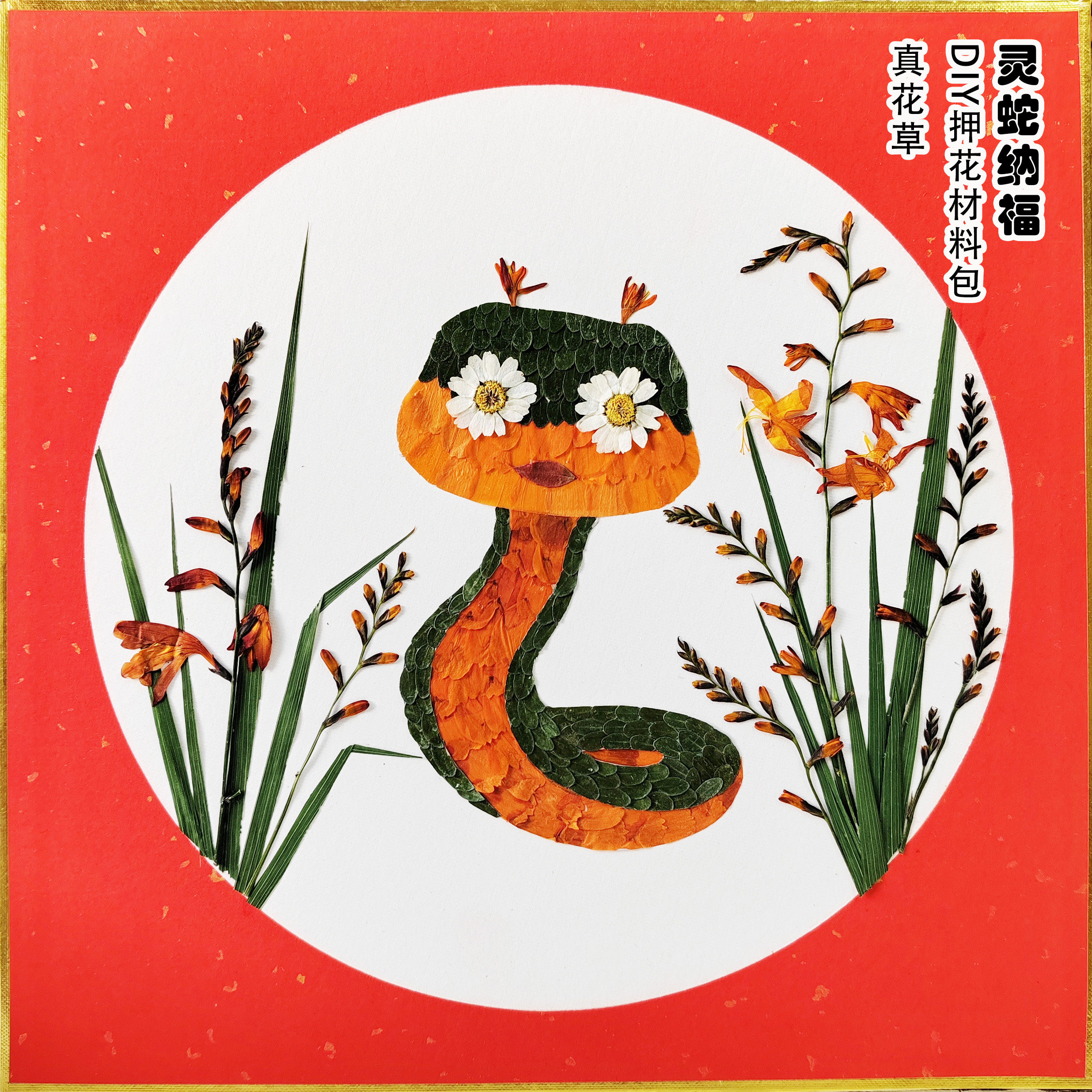 林之梦灵蛇赐福树叶押花画材料包