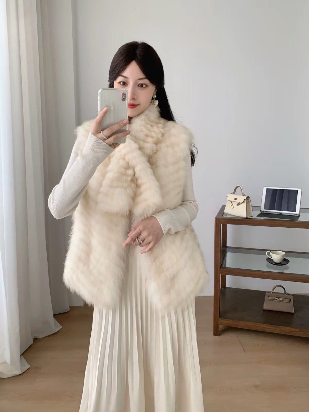 2026新款仿狐狸毛皮草马甲女车条千金纹围巾年轻显瘦时尚百搭坎肩
