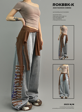 ROKBBK－K/布韩辣妹腰带女爵士跳舞潮牌嘻哈hiphop运动女休闲长裤
